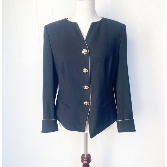 Escada Couture Button Down Jacket Blazer Wool Black - Picture 1 of 16